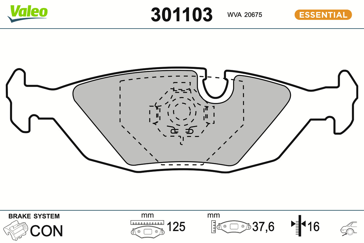 Jeu de 4 plaquettes de frein VALEO 301103